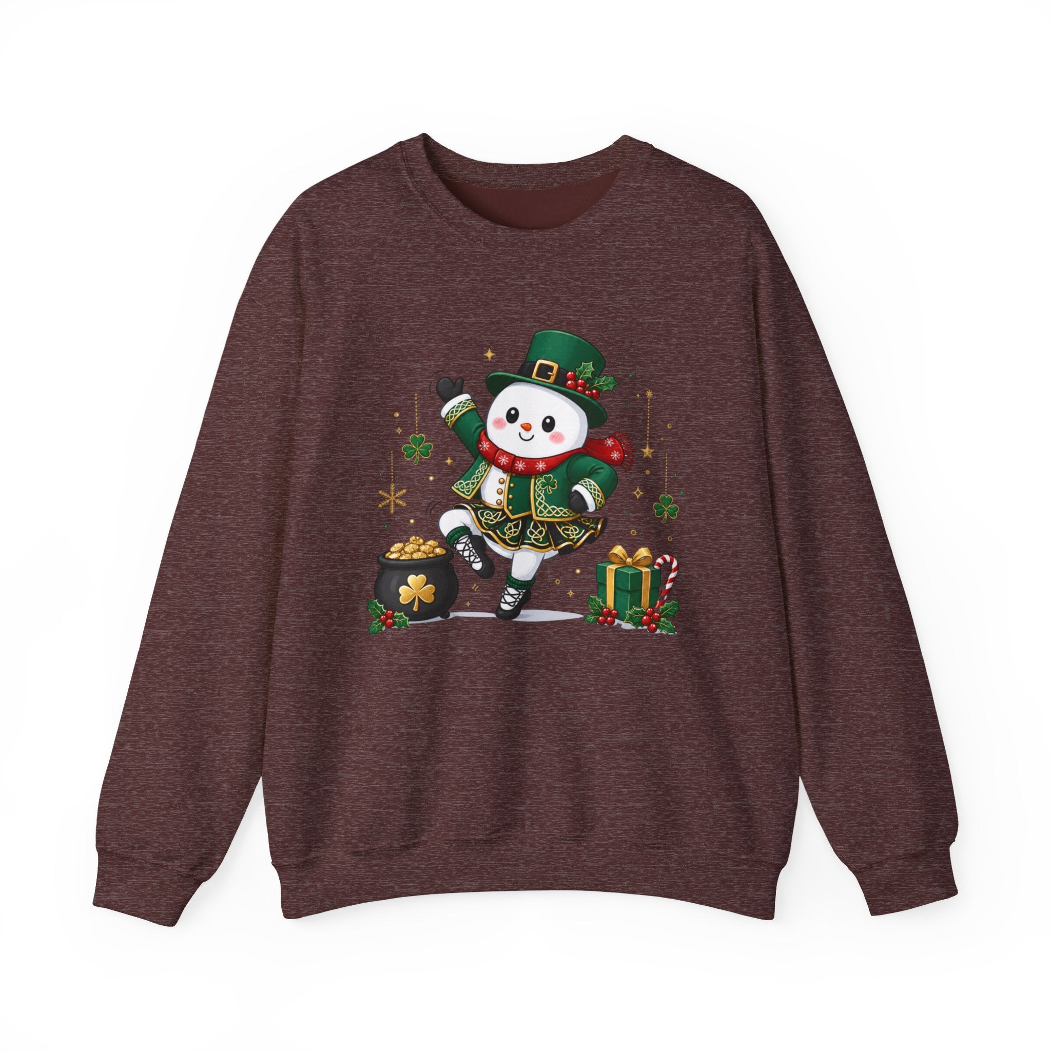 Irish Dancing Snowman Sweatshirt, St. Patrick's Day Irish Dancer, Celtic Christmas Snowman, Irish Dance Gift, Holiday Crewneck