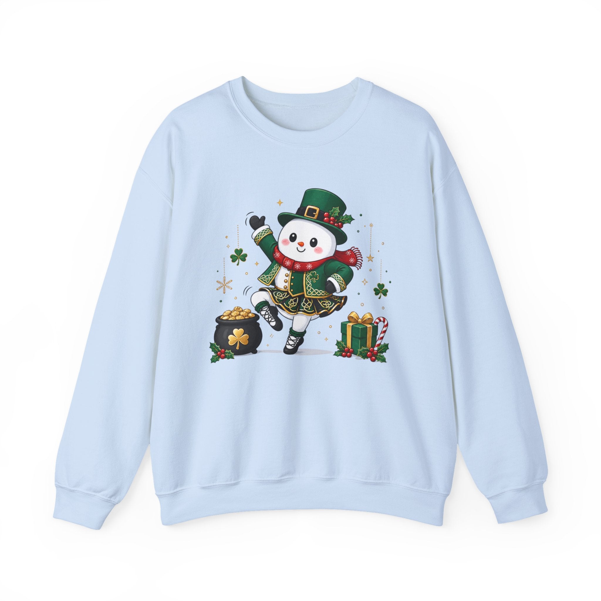 Irish Dancing Snowman Sweatshirt, St. Patrick's Day Irish Dancer, Celtic Christmas Snowman, Irish Dance Gift, Holiday Crewneck