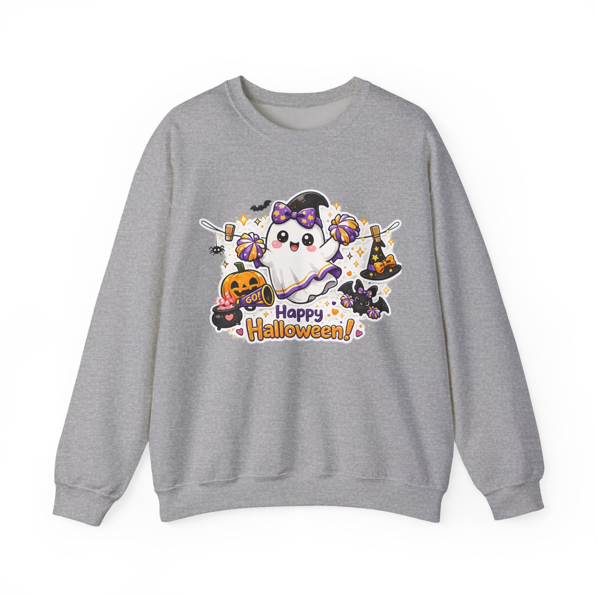 Spooky Cheer Ghost Sweatshirt, Halloween Cheer Mom Crewneck, Cute Pumpkin Ghost Shirt, Cheerleader Fall Sweater, Cozy Halloween Top