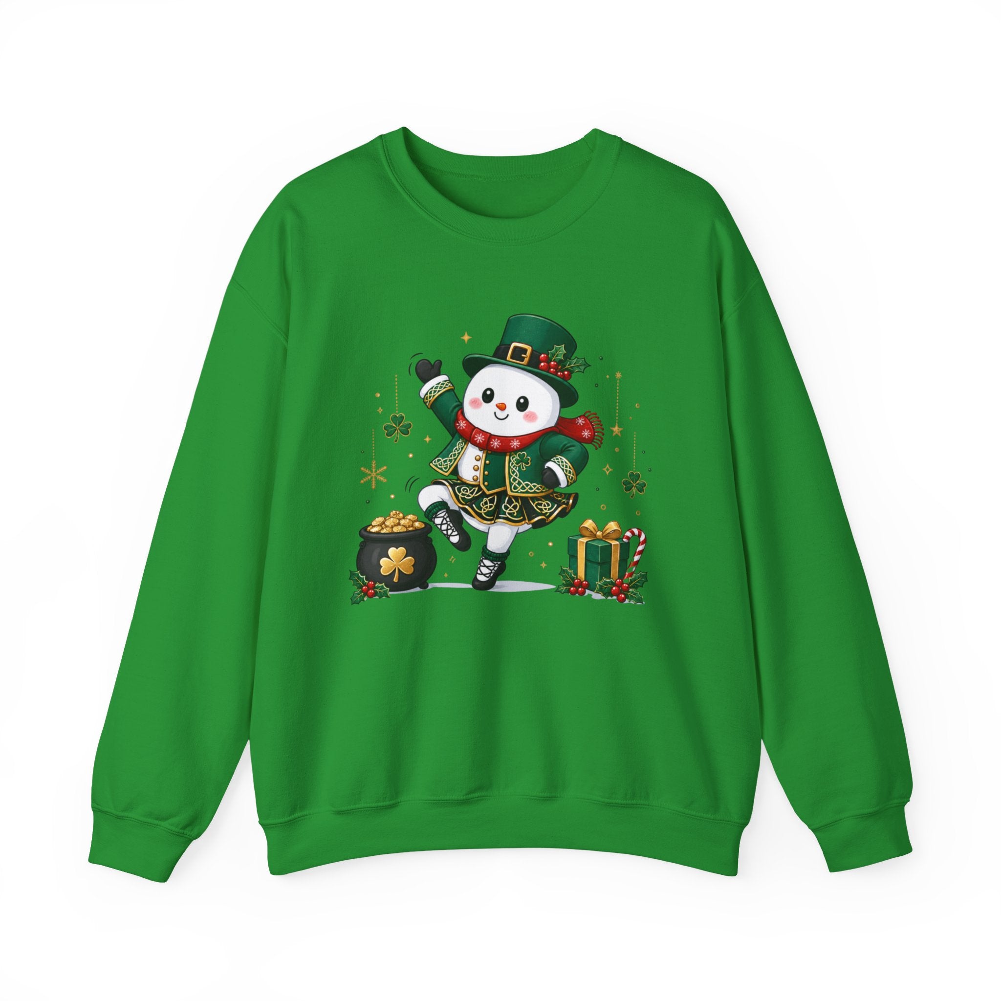 Irish Dancing Snowman Sweatshirt, St. Patrick's Day Irish Dancer, Celtic Christmas Snowman, Irish Dance Gift, Holiday Crewneck