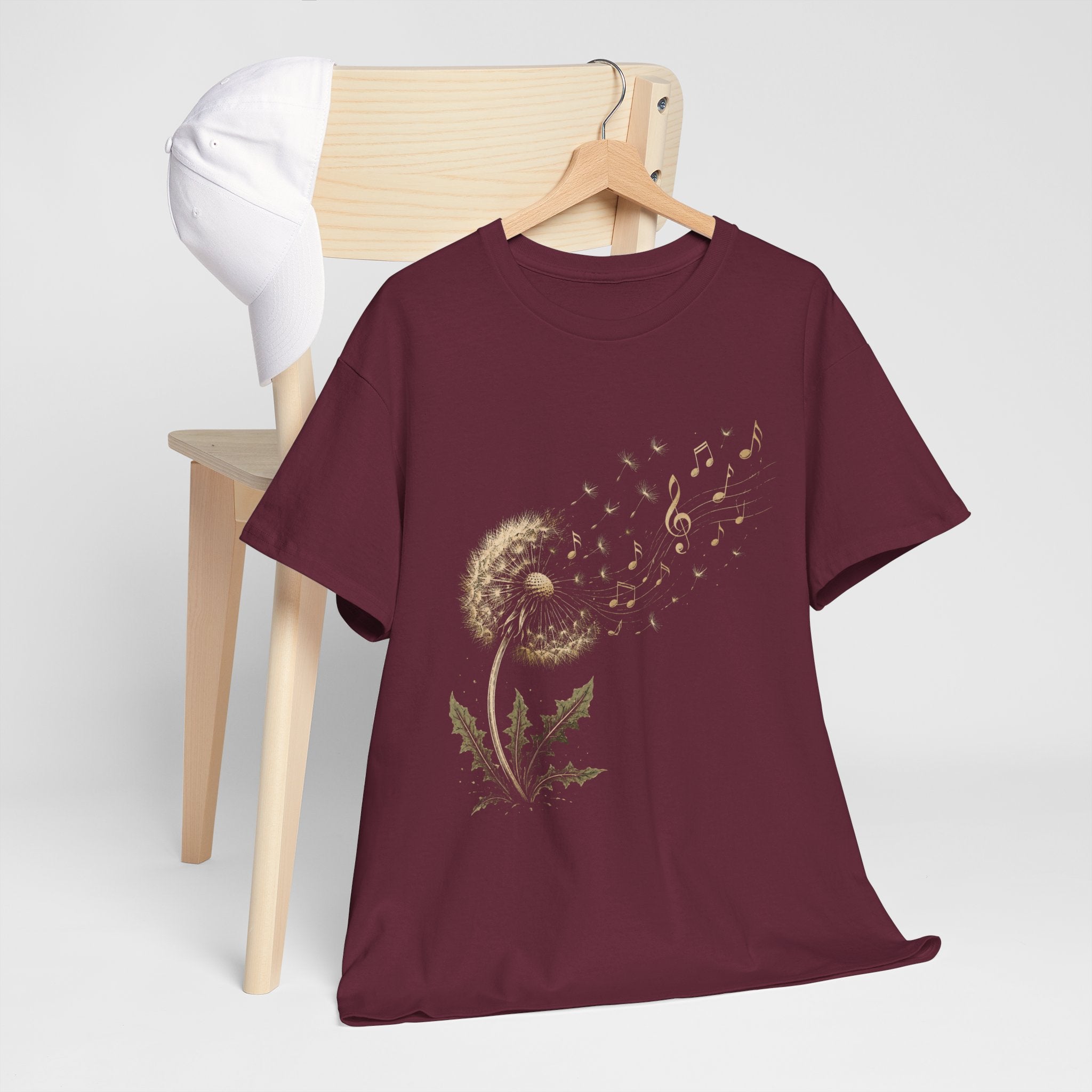 Dandelion Music Tee, Musical Note T-Shirt, Unique Music Lover Gift