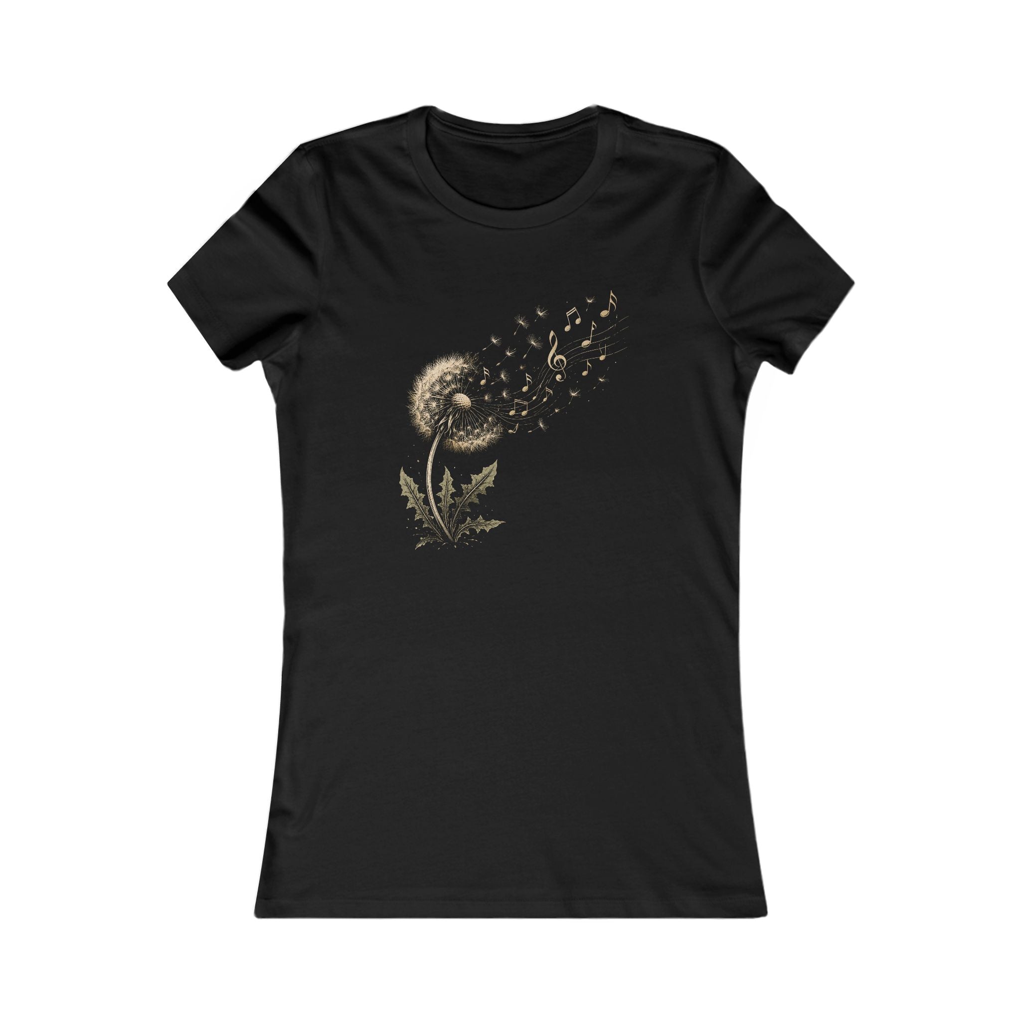 Dandelion Music Note T-Shirt, Gift for Music Lovers, Women's Graphic Tee, Soft Cotton, Stylish Feminine Fit