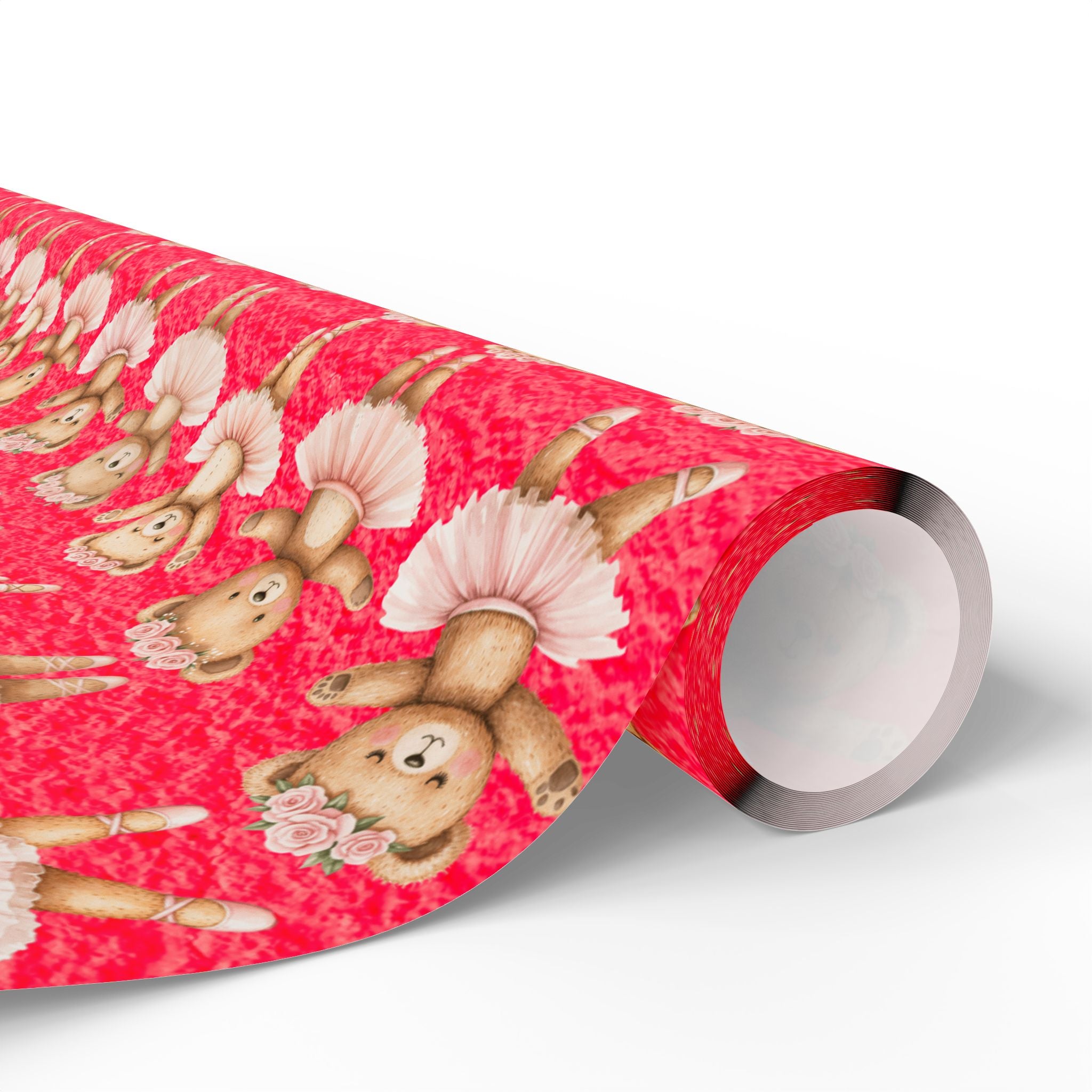 Ballerina Bear Wrapping Paper, Cute Pink Ballet Gift Wrap for Girls, Dance Recital or Birthday Present Wrap, Ballet Party Decor