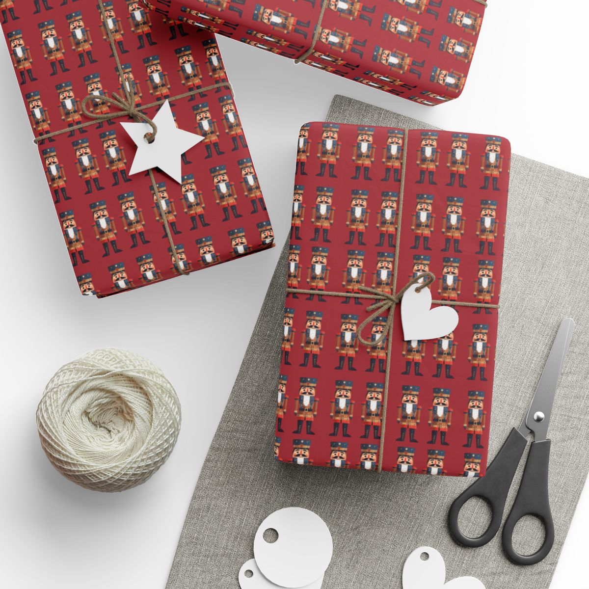 Nutcracker Christmas Wrapping Paper, Red Holiday Gift Wrap, Classic Nutcracker Pattern, Festive Christmas Packaging Paper