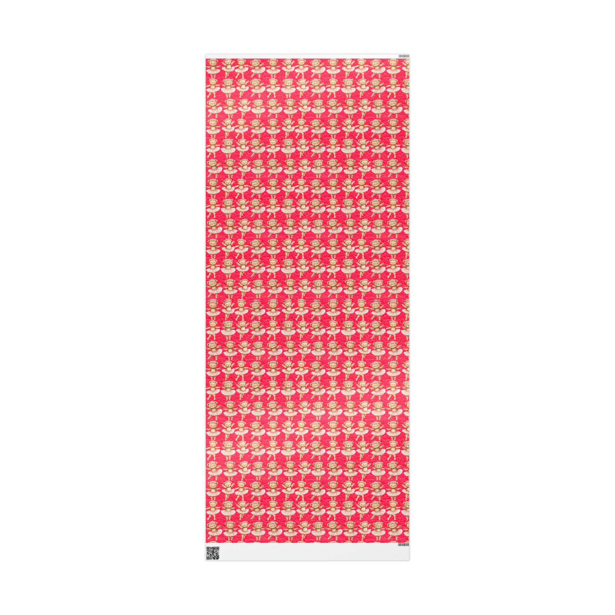 Ballerina Bear Wrapping Paper, Cute Pink Ballet Gift Wrap for Girls, Dance Recital or Birthday Present Wrap, Ballet Party Decor