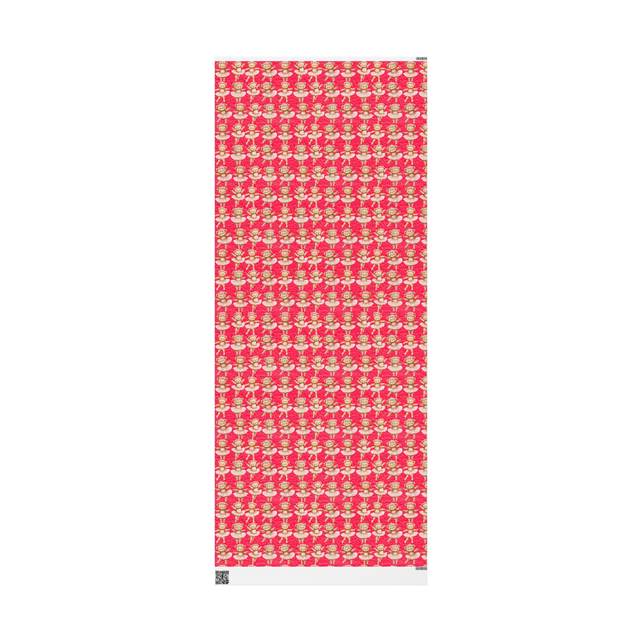 Ballerina Bear Wrapping Paper, Cute Pink Ballet Gift Wrap for Girls, Dance Recital or Birthday Present Wrap, Ballet Party Decor