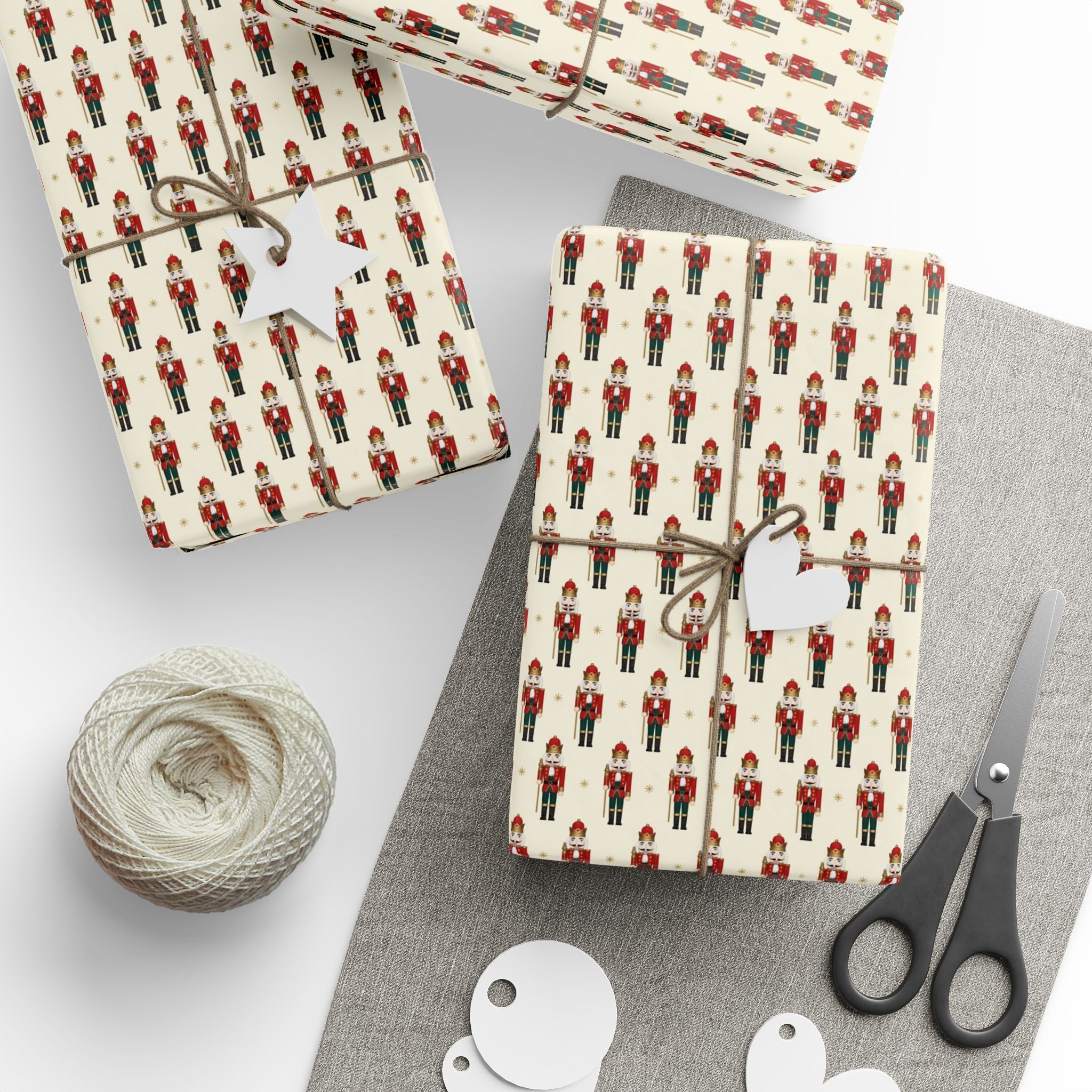 Nutcracker Christmas Wrapping Paper, Classic Toy Soldier Gift Wrap, Ballet Holiday Gift Wrap, Festive Red & Gold Christmas Decor
