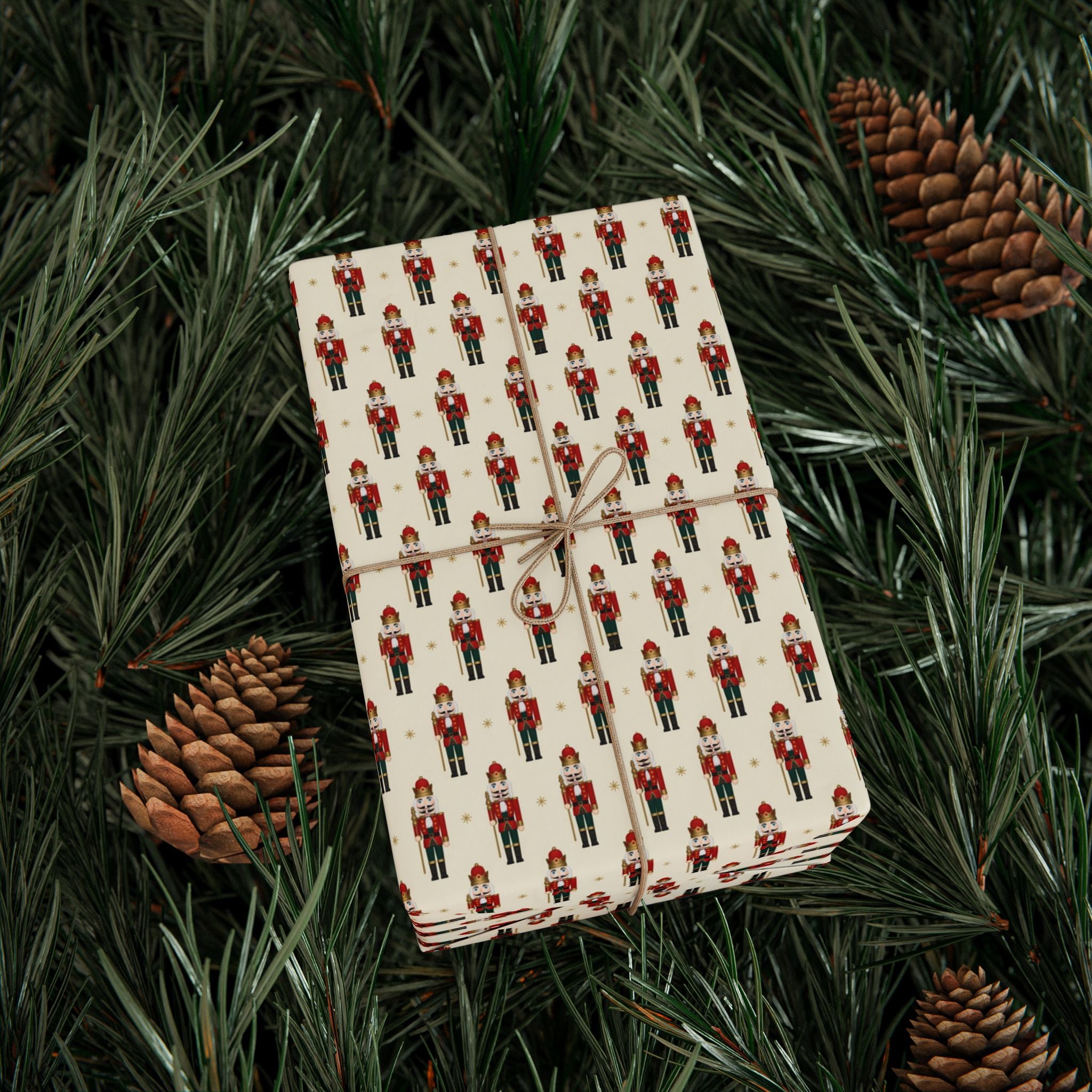 Nutcracker Christmas Wrapping Paper, Classic Toy Soldier Gift Wrap, Ballet Holiday Gift Wrap, Festive Red & Gold Christmas Decor